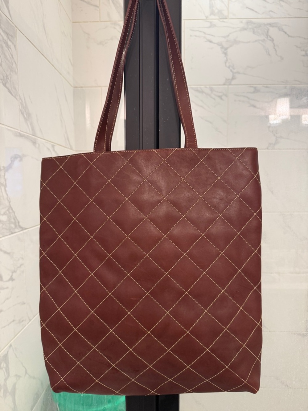 Hartmann Brown Leather Messenger Tote - Classic Brown Carryall